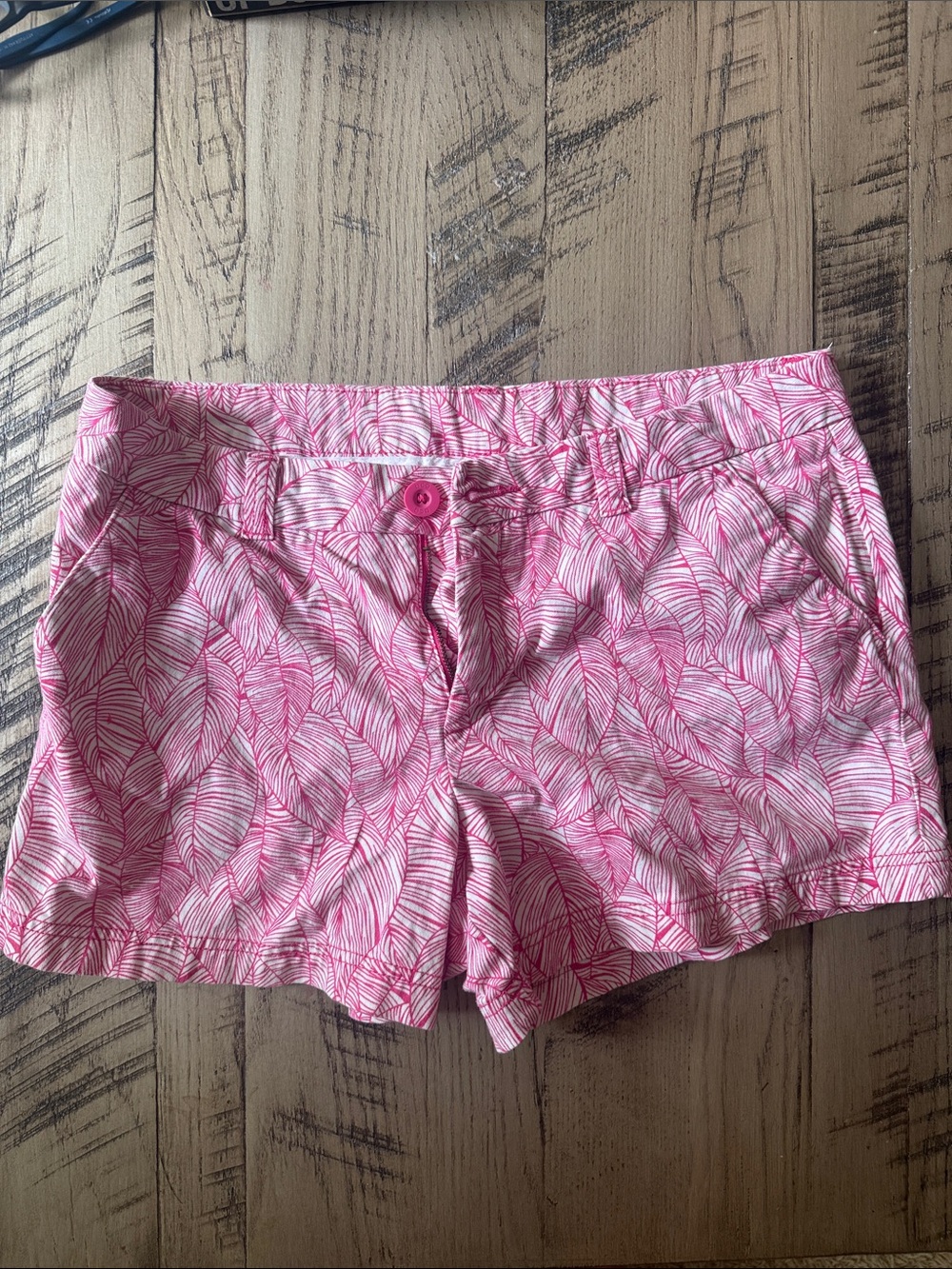 bcg Pink Leaf-Print High Waist Women's Shorts